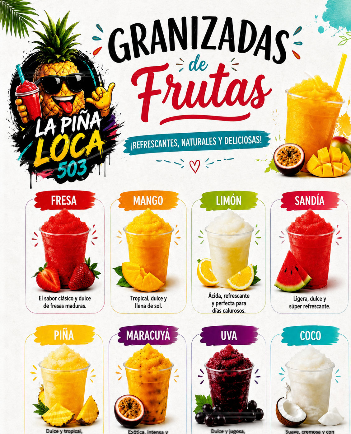 Granizadas de Frutas Menu